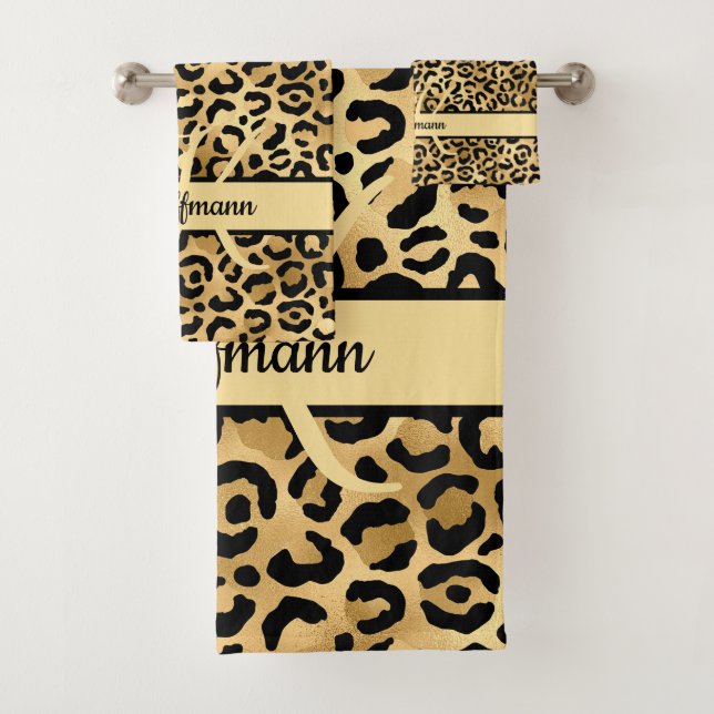 Nombre de monograma negro estampado en leopardo do (In situ)