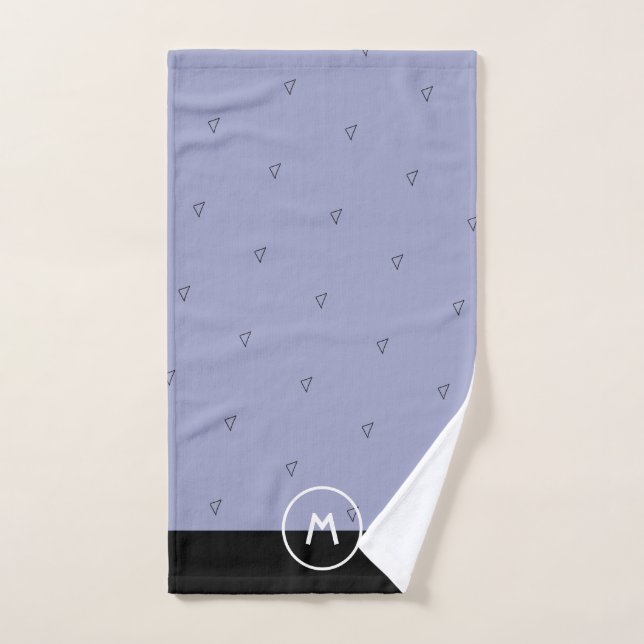 nombre de monograma personalizado azul negro simpl (Toalla de mano)