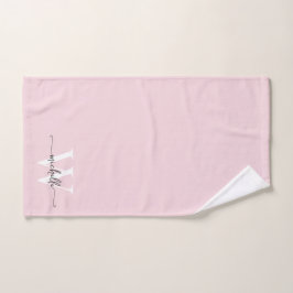 Nombre de monograma rosa moderno con letra script 