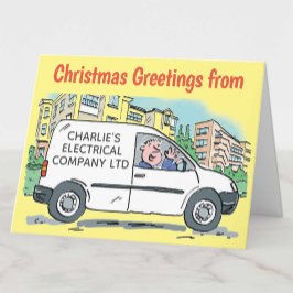 Nombre de negocio eléctrico en tarjeta de Navidade