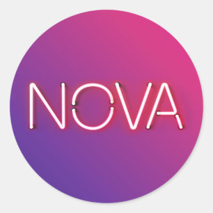 Nombre de Nova en luces de neón pegatina redondo c