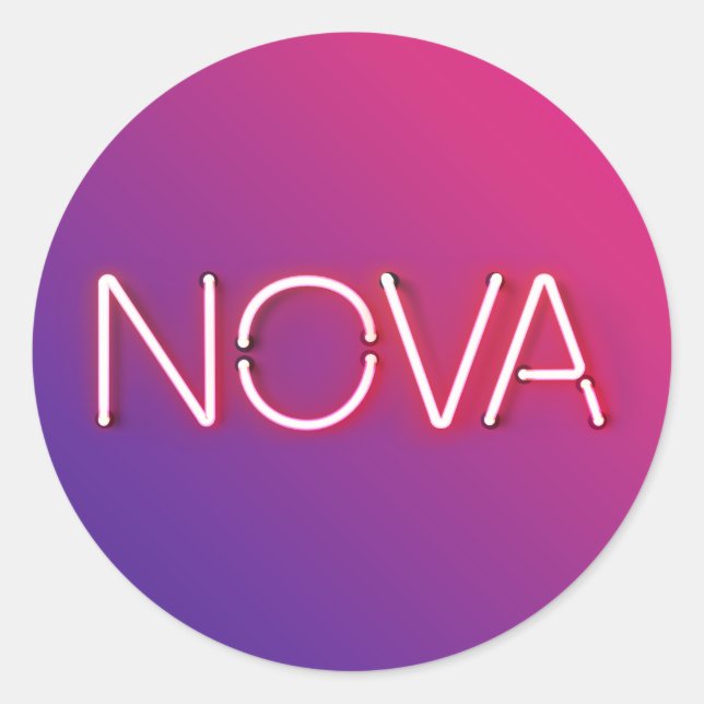 Nombre de Nova en luces de neón pegatina redondo c (Anverso)