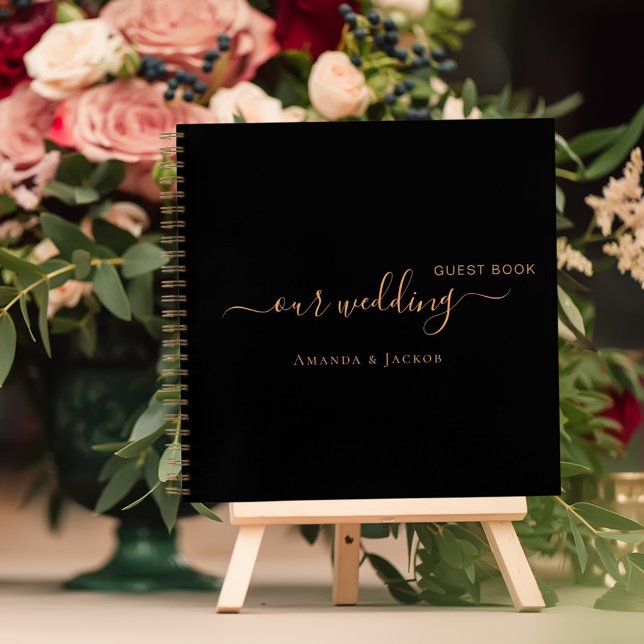 Nombre de oro negro del boda del libro de invitado (Subido por el creador)