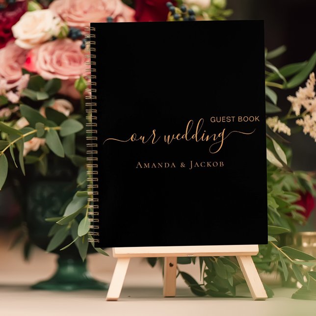 Nombre de oro negro del boda del libro de invitado (Subido por el creador)