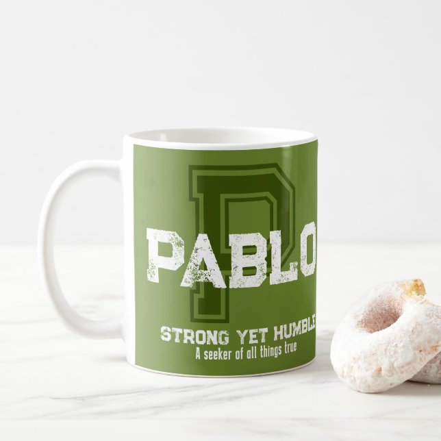 Nombre de Pablo que significa taza de café verde e (Con donut)