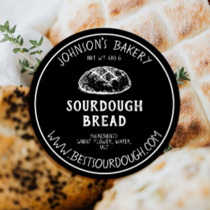 Nombre de panadería Sourdough Pan Etiqueta de cose