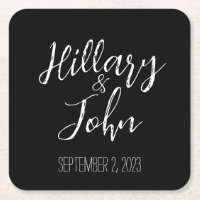 Nombre de pareja boda y posavasos de papel de fech
