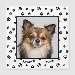 Nombre de perro lindo año foto Imán de huellas de 