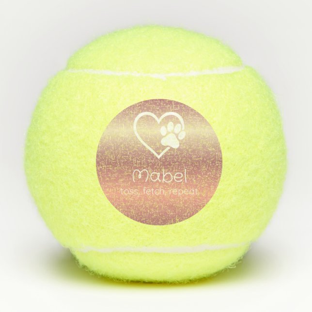 Nombre de perro melocotón Pelota de tenis 'lanzar, (Anverso)