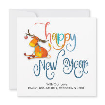 Nombre de Purpurina de reno lindo Tarjeta de Año N