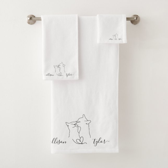 Nombre de regalo de pareja Boda de gatos blancos y (In situ)