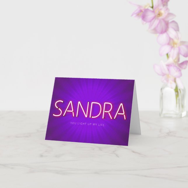 Nombre de Sandra en la brillante tarjeta de luces  (Orquídea)