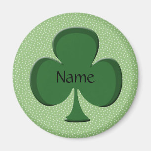 Nombre de Shamrock Plantilla de imán redonda - Ve