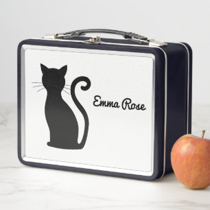 Nombre de silueta de gato negro y blanco