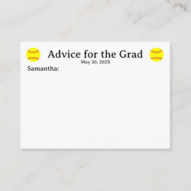 Nombre de Softball Fecha Tarjetas de Consejos de G (Anverso)