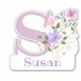 Nombre de Susan con la letra S Pegatina de corte