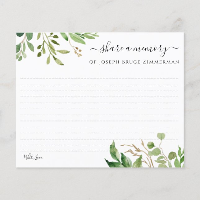 Nombre de verde Compartir una tarjeta modificable  (Anverso)