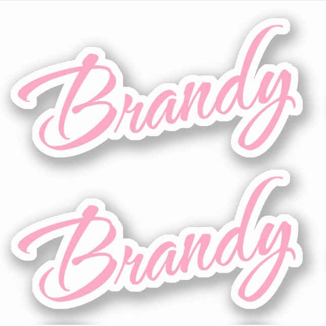 Nombre decorativo de Brandy en Pegatina rosa x2 (Anverso)