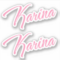 Nombre decorativo de Karina en Pegatina rosa x2