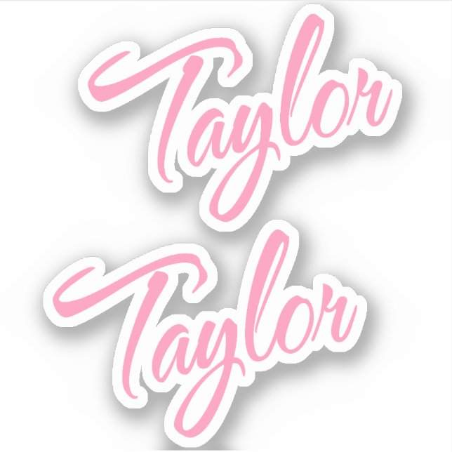 Nombre decorativo de Taylor en Pegatina rosa x2 (Anverso)