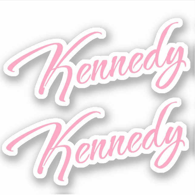 Nombre decorativo Kennedy en Pegatina rosa x2 (Anverso)