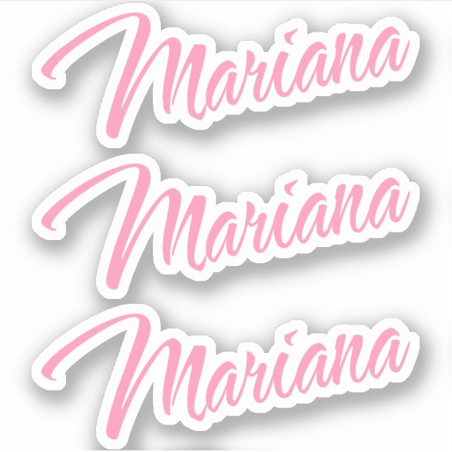 Nombre decorativo mariana en Pegatina rosa x3 (Anverso)