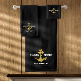Nombre del barco Nautical Black & Gold Aboard