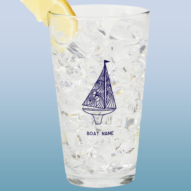 Nombre del barco personalizado de vela (Sailing boat yacht name personalized glass tumbler)