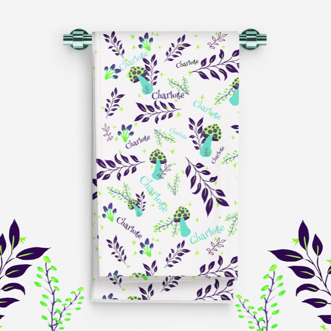 Nombre del bebé del Personalizado del patrón de ho (A funny garden with mushrooms and flowers for your baby! With Custom Name!)