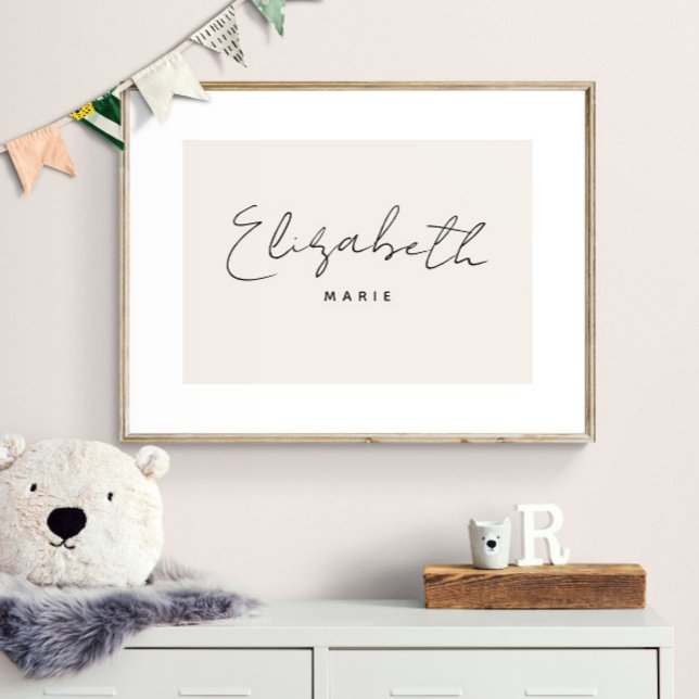Nombre del bebé personalizado Imprimir arte de par (Shown with frame. Print is designed with white border so it gives the look of a mat.)