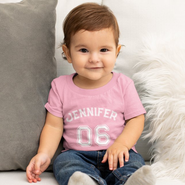 Nombre del Chica del lactante Jersey Número Deport (Infant Girl Name Jersey Number Sports Soft Cotton Baby T-Shirt)