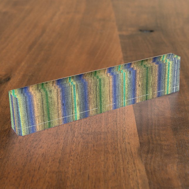 Nombre del escritorio Placas madera azul y verde (Lateral)