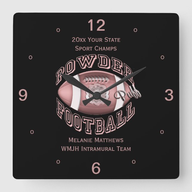 Nombre del fútbol de Powderpuff y reloj cuadrado e (Anverso)