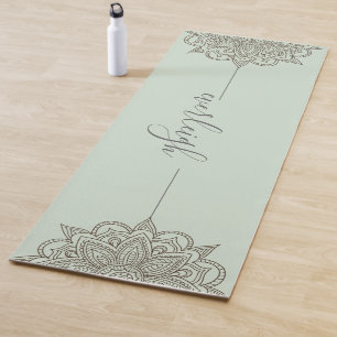 Nombre del guión azul verde Mandala Yoga Mat