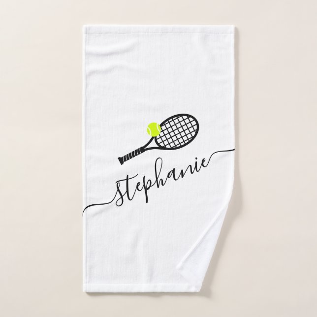 Nombre del guión de la bola de tenis personalizado (Toalla de mano)