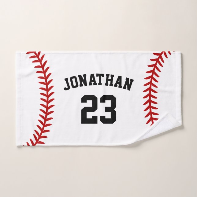 Nombre del jugador de béisbol personalizado Blanco (Toalla de mano)