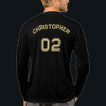 Nombre del jugador Número de Jersey Mens Black Lon<br><div class="desc">Crea tu propia tipografía personalizado, personalizada, genial y elegante de imitación de oro / tipo de letra / guión, nombre del jugador monogramado color negro número jersey, cuello clásico de la tripulación, cómodo, tricamitado pre-reducido, algodón superior peinado y anillo spun jersey, camiseta de manga larga unisex hombres. Simplemente teclee tu...</div>