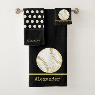 Nombre del Monograma Béisbol Oro Negro