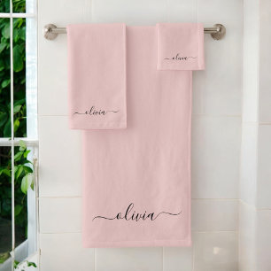 Nombre del Monograma de Rubor Dusty Pink Moderne S