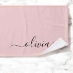 Nombre del Monograma de Rubor Dusty Pink Moderne S<br><div class="desc">Toallas de baño Rubor Dusty Pink Simple Script Monograma Nombre. Esto hace que el dulce perfecto cumpleaños 16,  boda,  ducha de novia,  aniversario,  ducha de bebé o fiesta de soltera sea regalo para alguien que ama el lujo glam y los estilos de moda.</div>