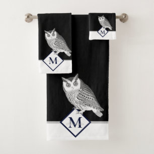 Nombre del Monograma Gris de búho azul