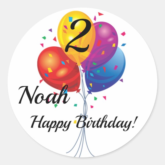 NOMBRE DEL Pegatina de cumpleaños y globos anuales (Anverso)