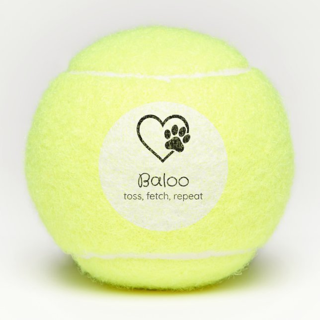 Nombre del perro blanco Pelota de tenis 'lanzar, r (Anverso)