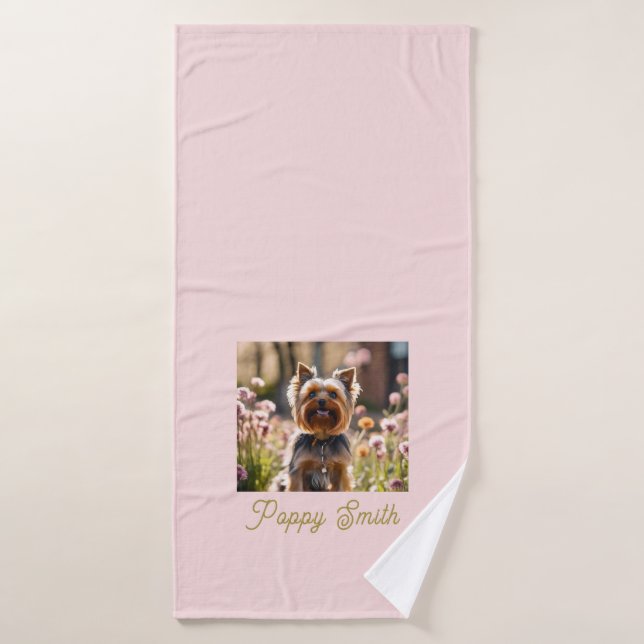 Nombre del perro Foto Rubor Mascota (Toalla de baño)