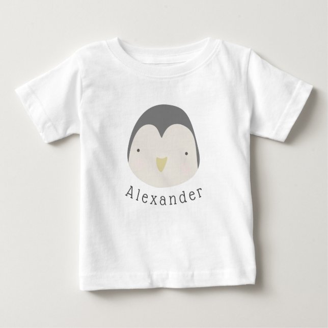Nombre del personalizable Camiseta del bebé pingüi (Anverso)