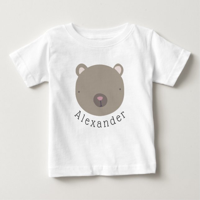 Nombre del personalizable Oso Cute Bebé Camiseta (Anverso)