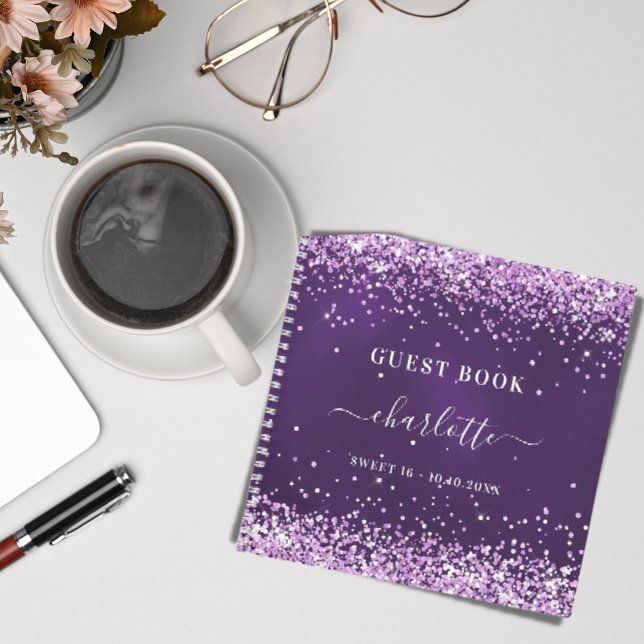 Nombre del purpurina morado Sweet 16 del libro de  (Subido por el creador)