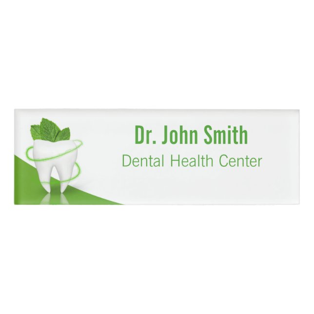 Nombre Dental Medical Mint Leaf Tooth - Etiqueta de nombr (Anverso)