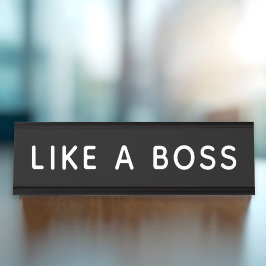 Nombre Divertido como un jefe Placa de escritorio negra