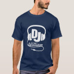 Nombre DJ auricular blanco en camiseta gráfica osc<br><div class="desc">DJ tee de diseño único. Ideal para un DJ o para un DJ o sólo un regalo divertido para un fan musical. Personaliza con el nombre que elijas. Ejemplo: William.</div>